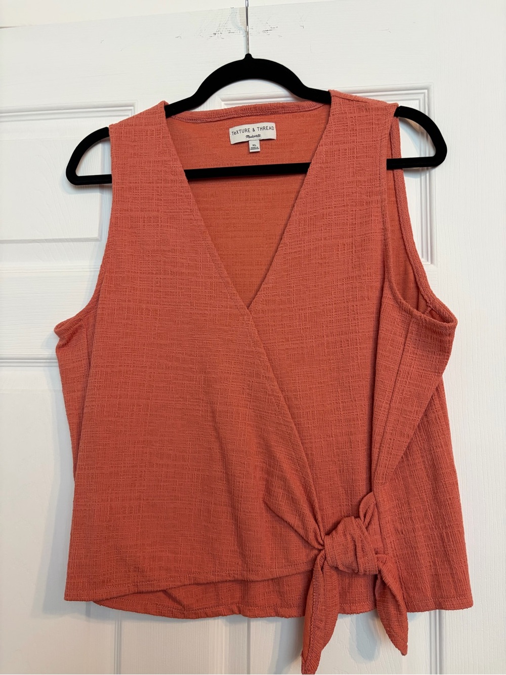 Madewell Coral Tie-Front Sleeveless Wrap Tank